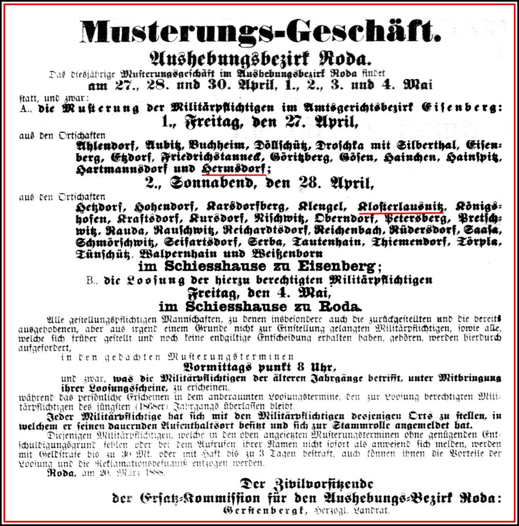 1888-04-14 Kl Musterung